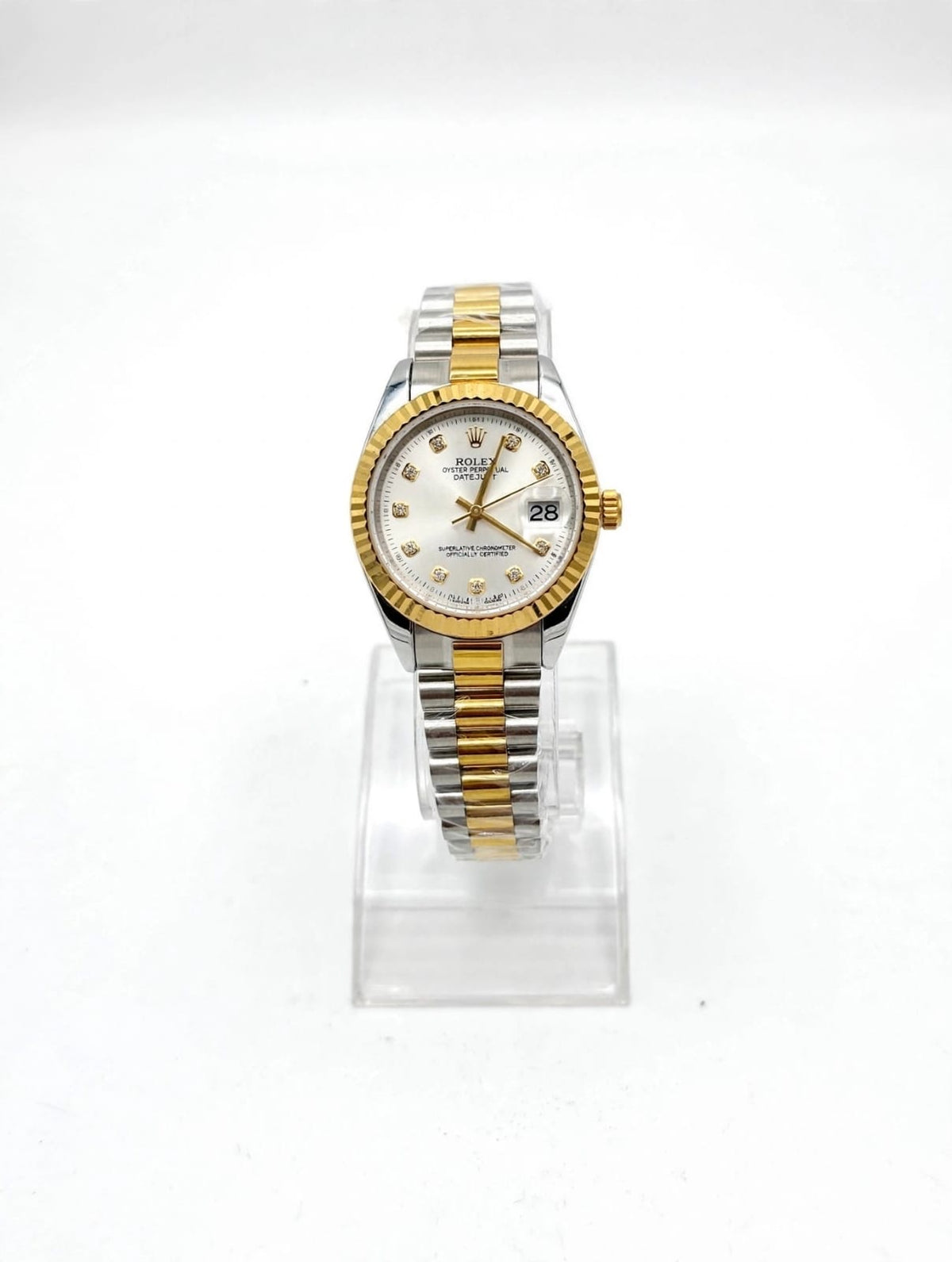 Two-Tone Gold & Silver Luxury Diamond Dial Watch